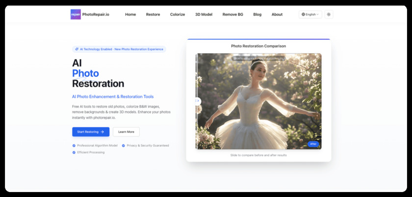 PhotoRepair.io Landing Page