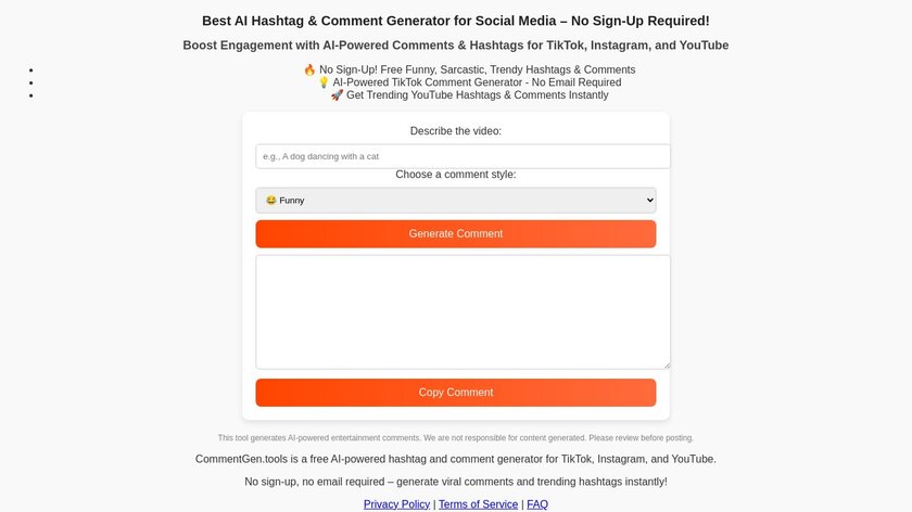 CommentGen.tools Landing Page