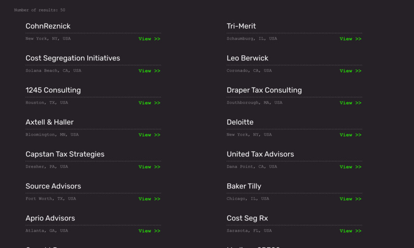 FindCostSeg Landing Page