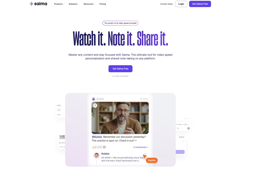 Saima Landing Page