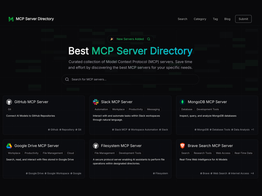 MCP Server Directory Landing Page