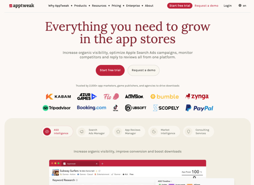 AppTweak Landing Page