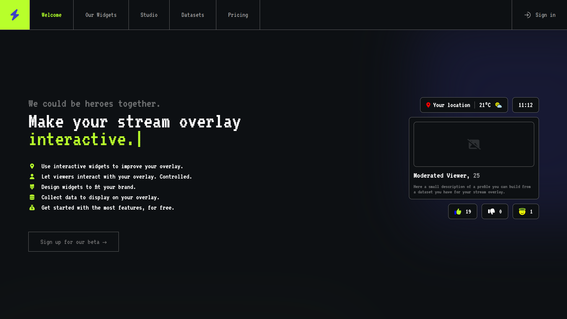 Poweroverlay.io Home page