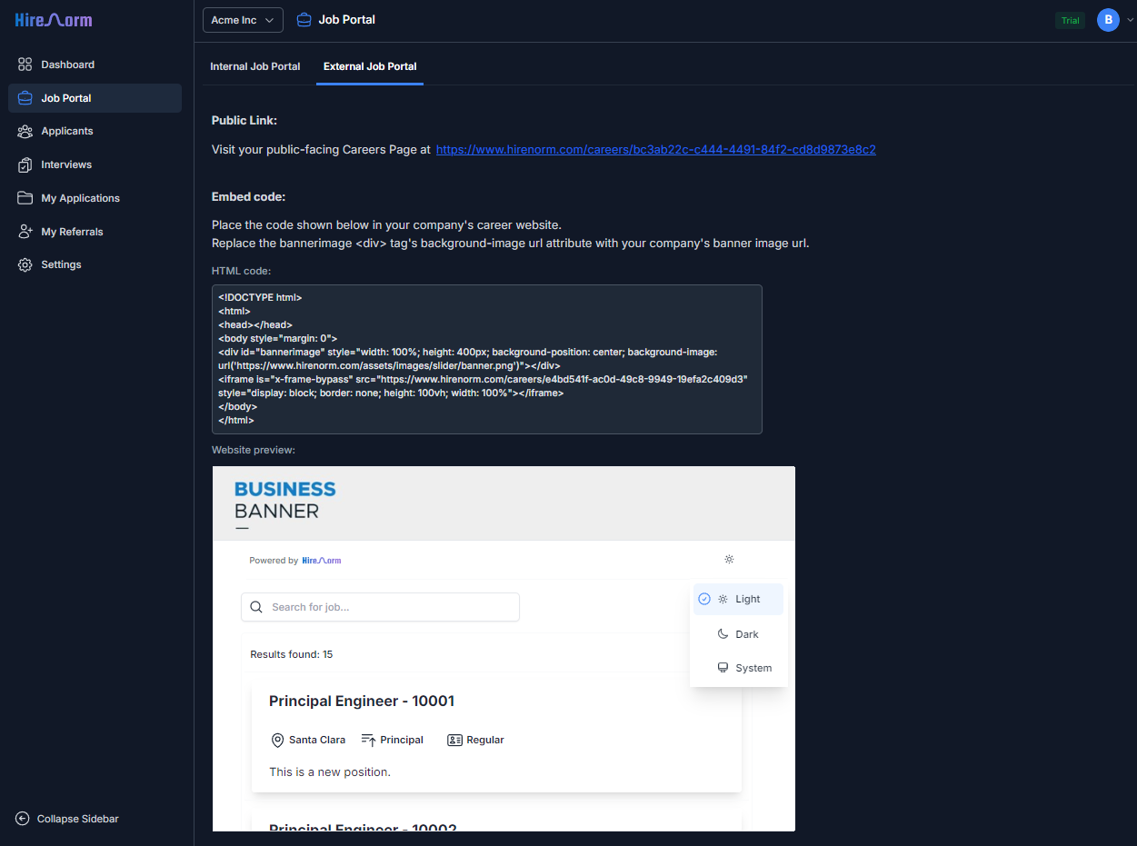 HireNorm Job Portal Publish