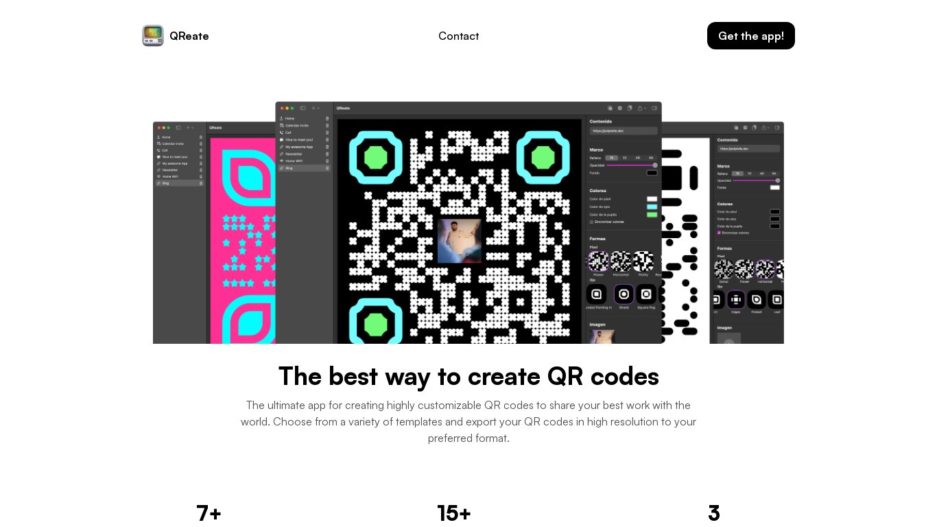 QReate Landing page