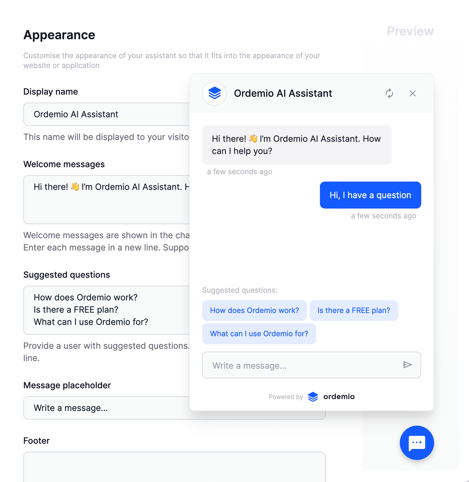 ChatSale AI Chatbot for website widget