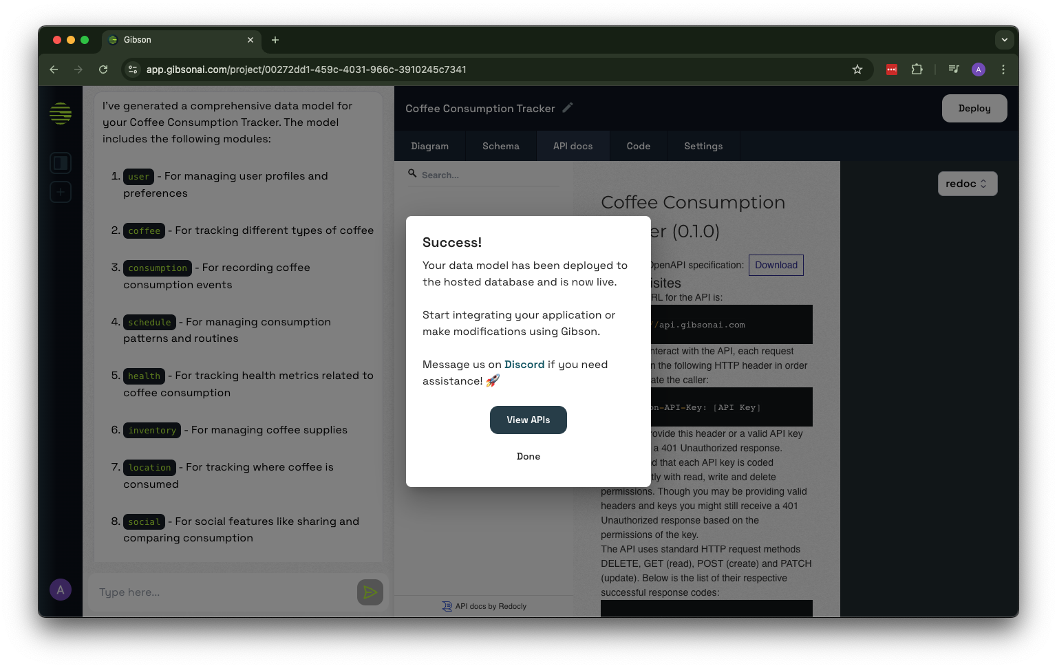 GibsonAI Deployed Database