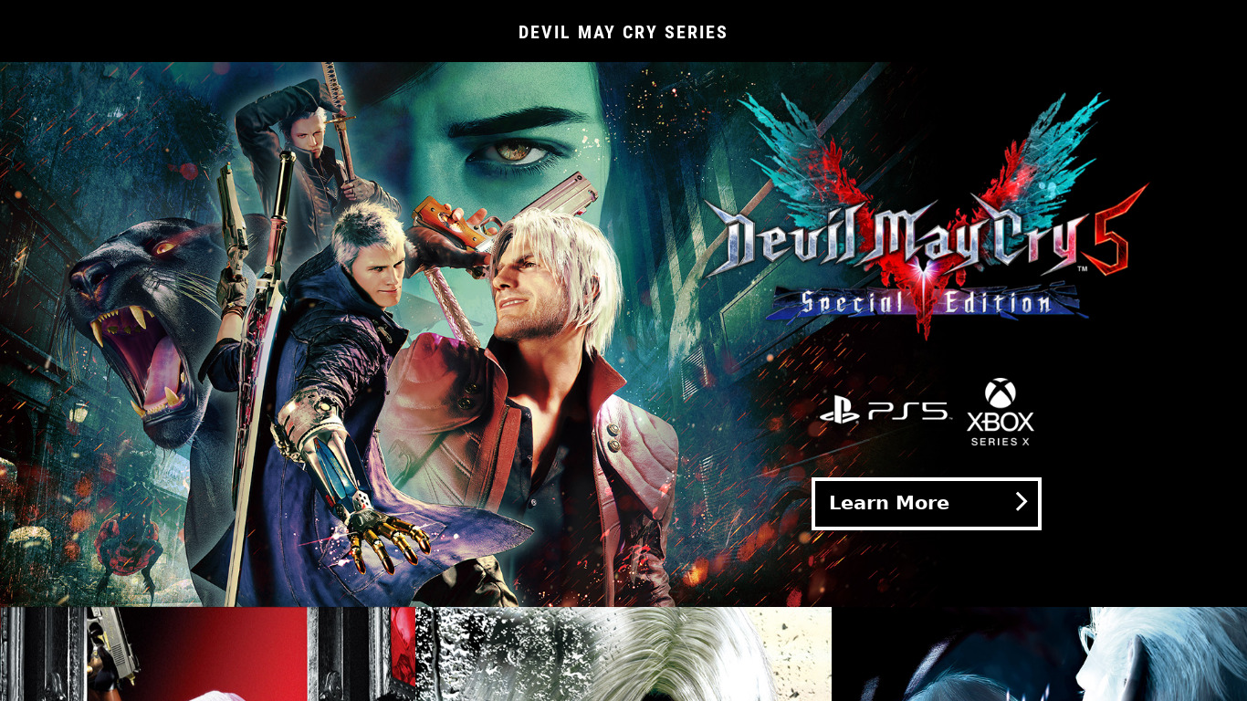 Devil May Cry Landing page