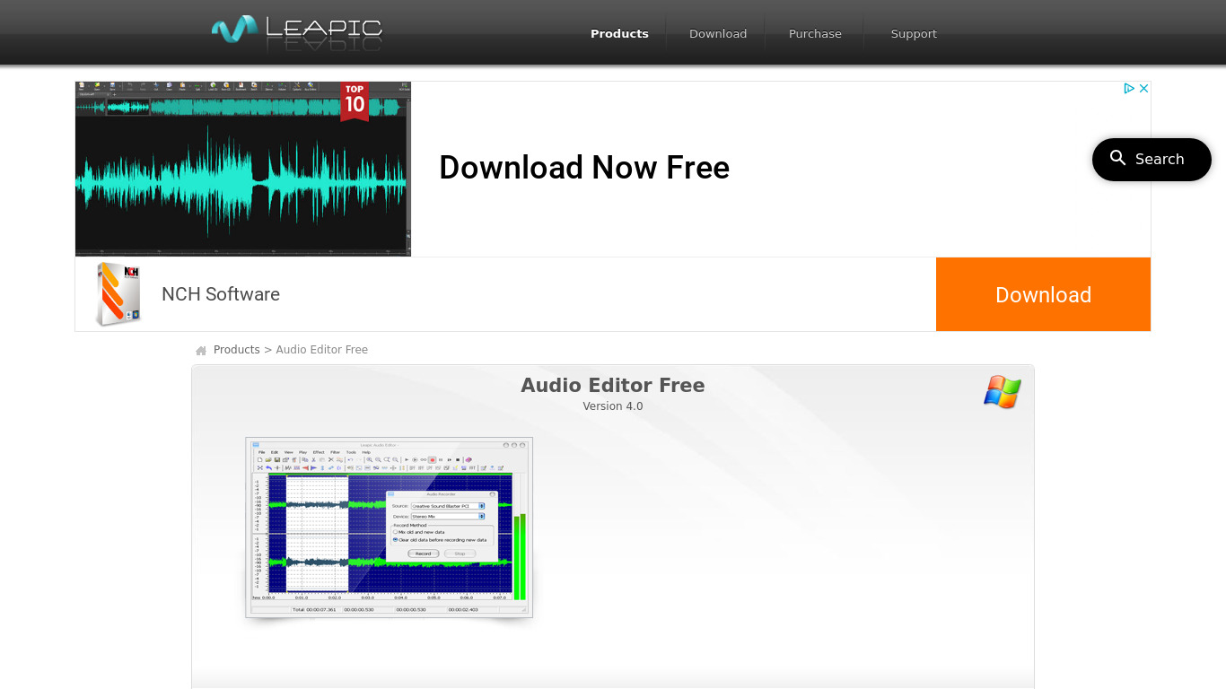 Leapic Audio Editor Landing page
