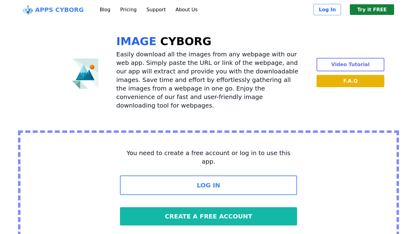 Image Cyborg Landing page