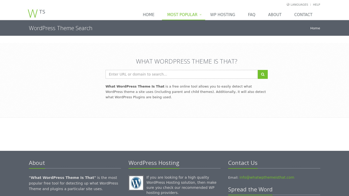 WordPress Theme Search Landing page