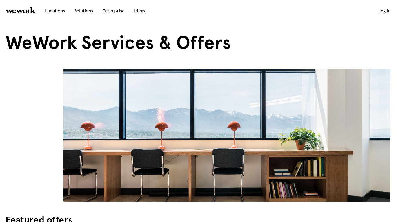 WeWork's Services Store Landing page