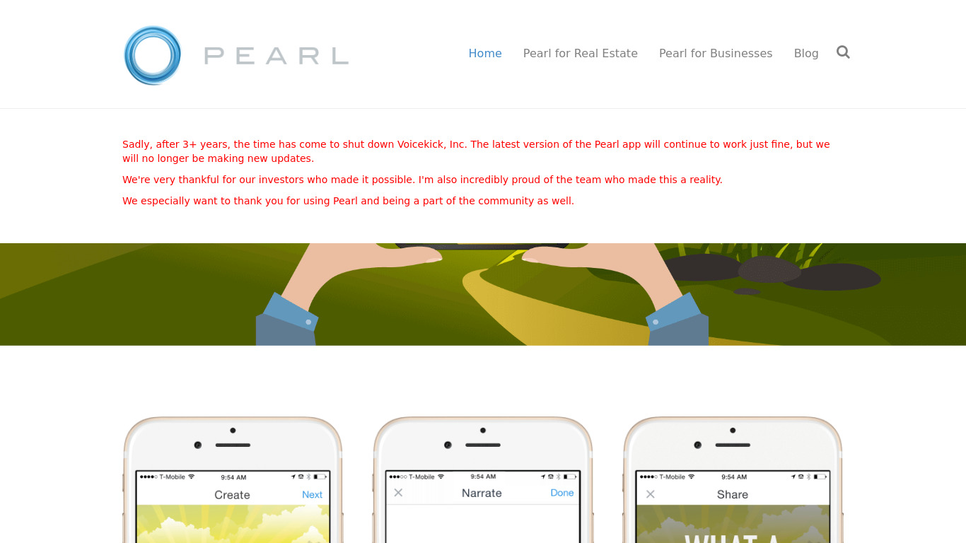 Pearl Landing page