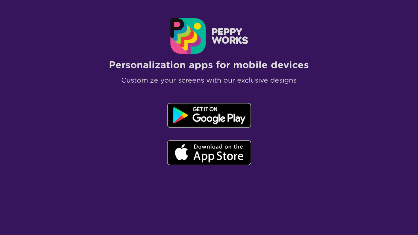 Peppy Wallpapers Landing page