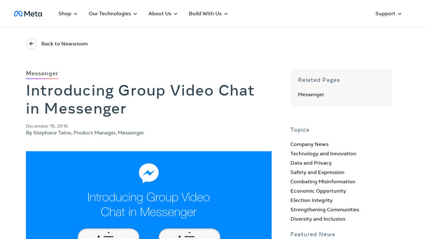 Messenger Group Video Chats Landing Page