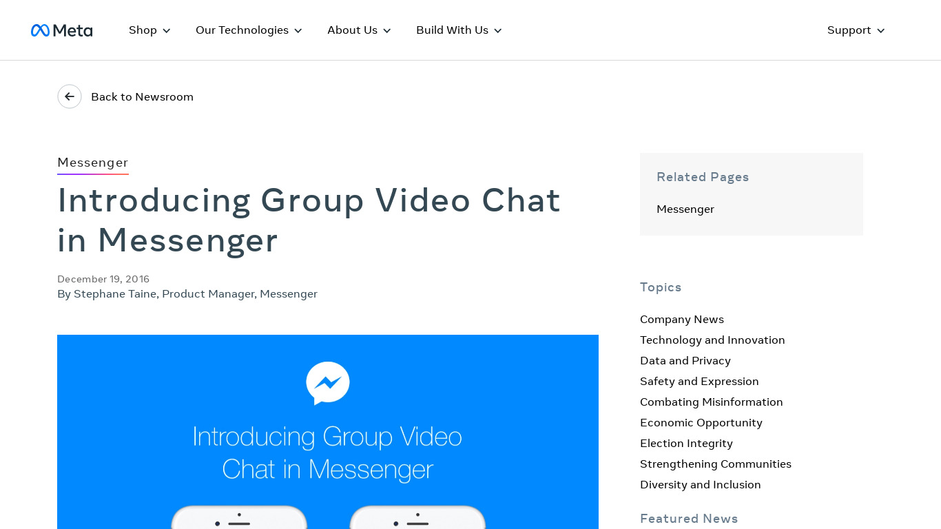 Messenger Group Video Chats Landing page