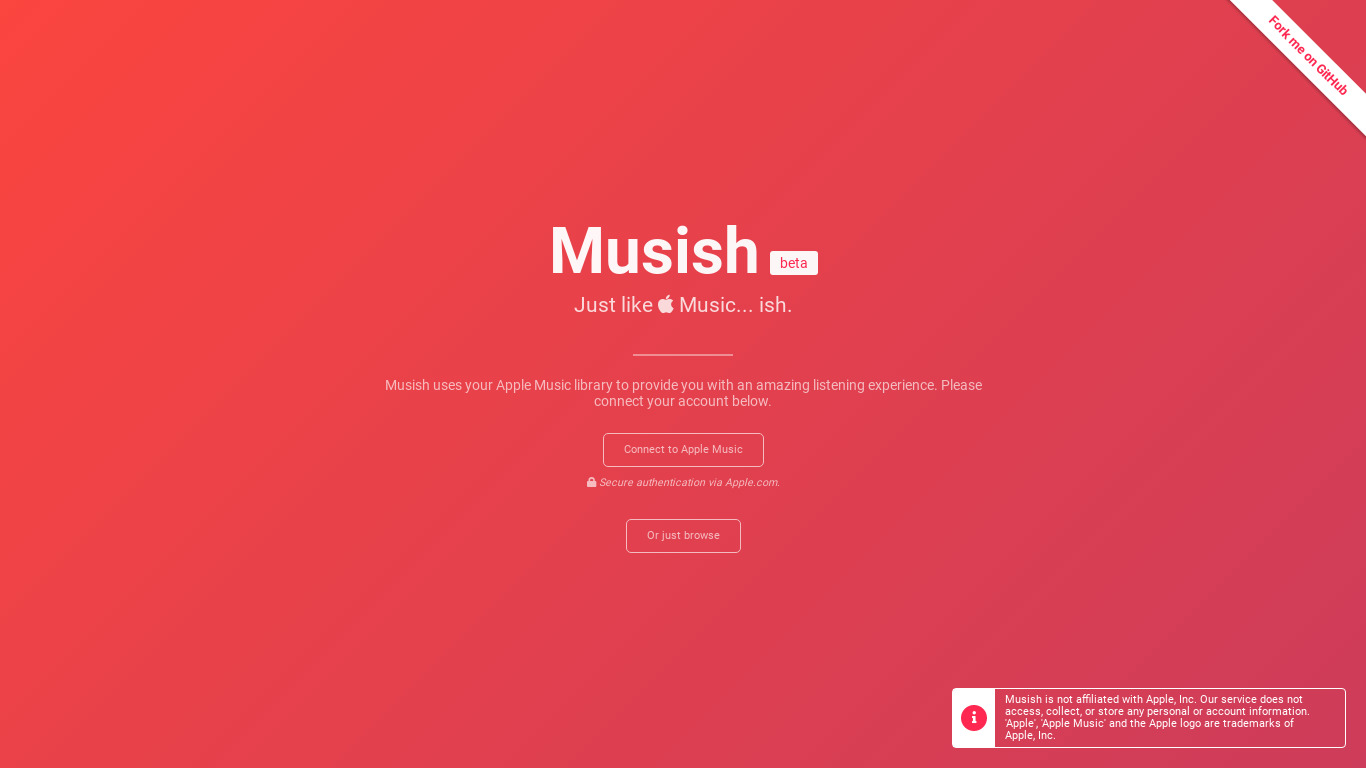 Musish Landing page