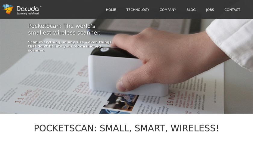 dacuda.com PocketScan Landing Page