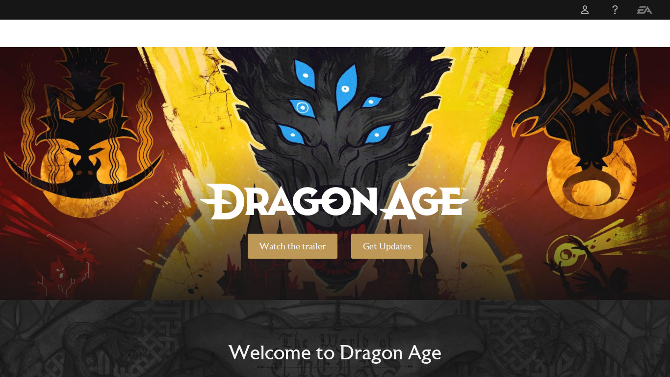 Dragon Age Landing page