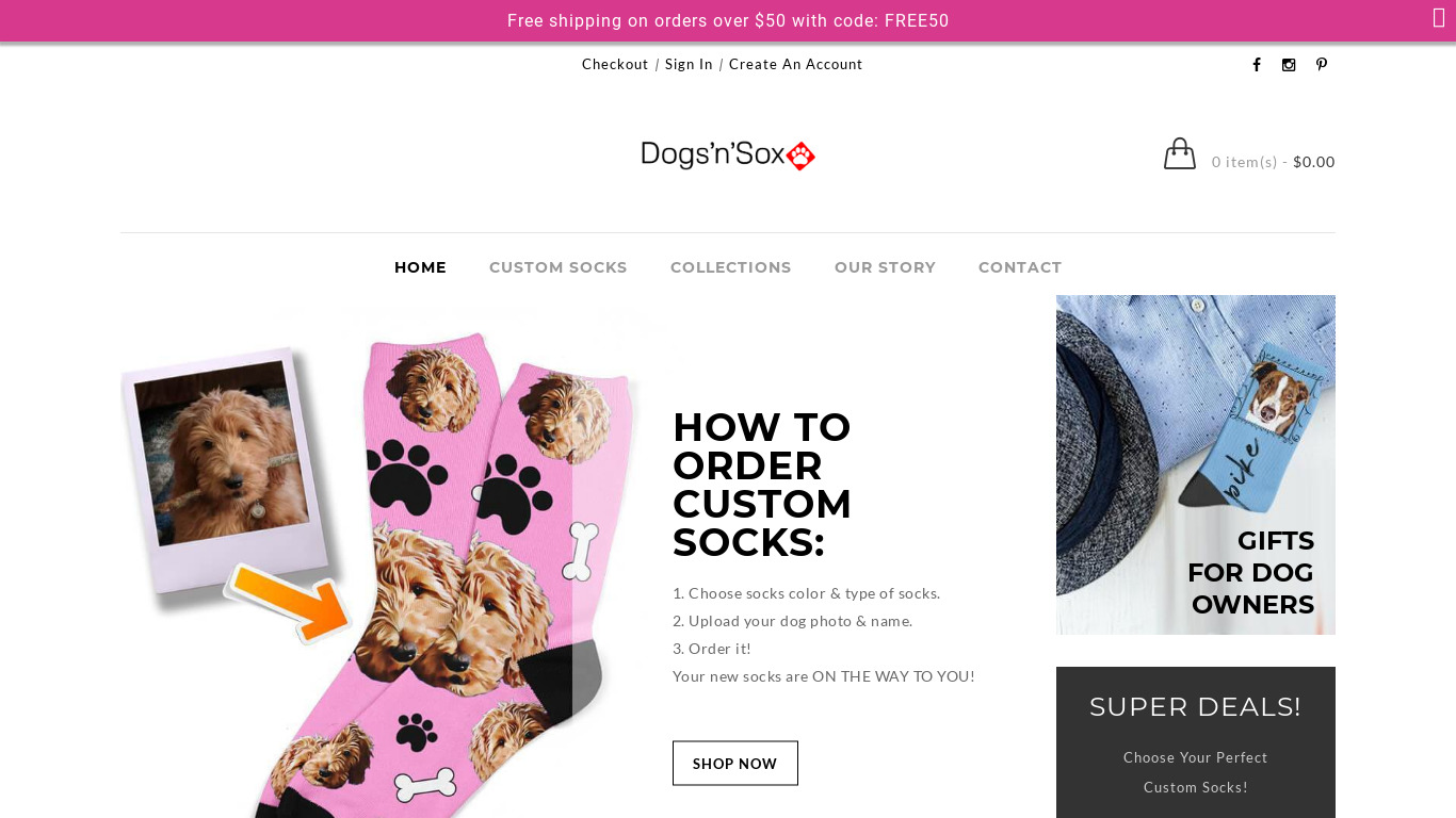 dogsnsox.com Dogs'n'Sox Landing page