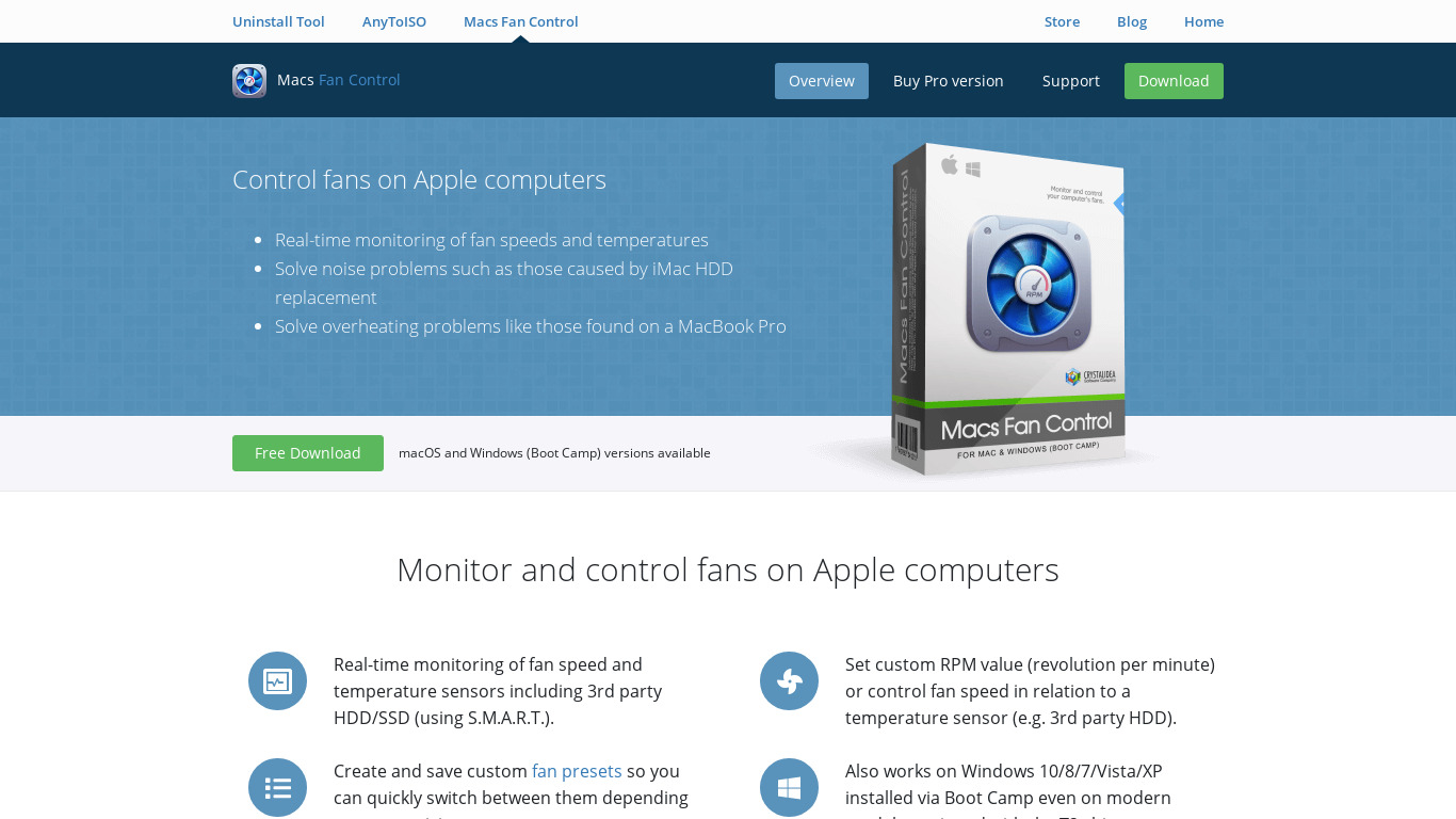 Macs Fan Control Landing page