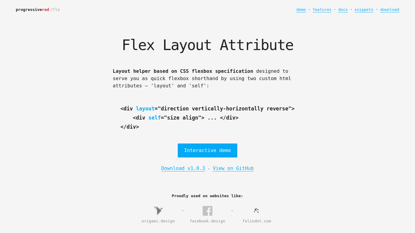 Flex Layout Attribute Landing page