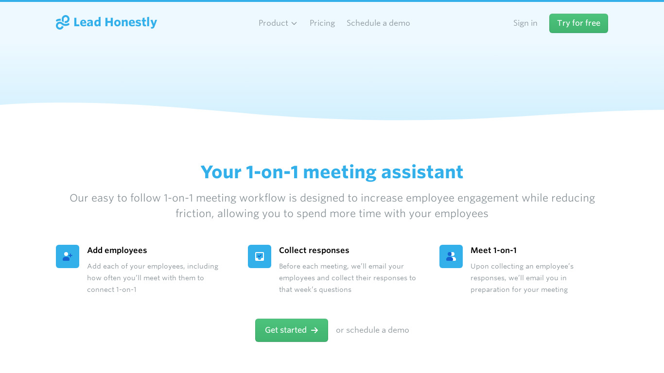 1-on-1 Meeting Assistant Landing page