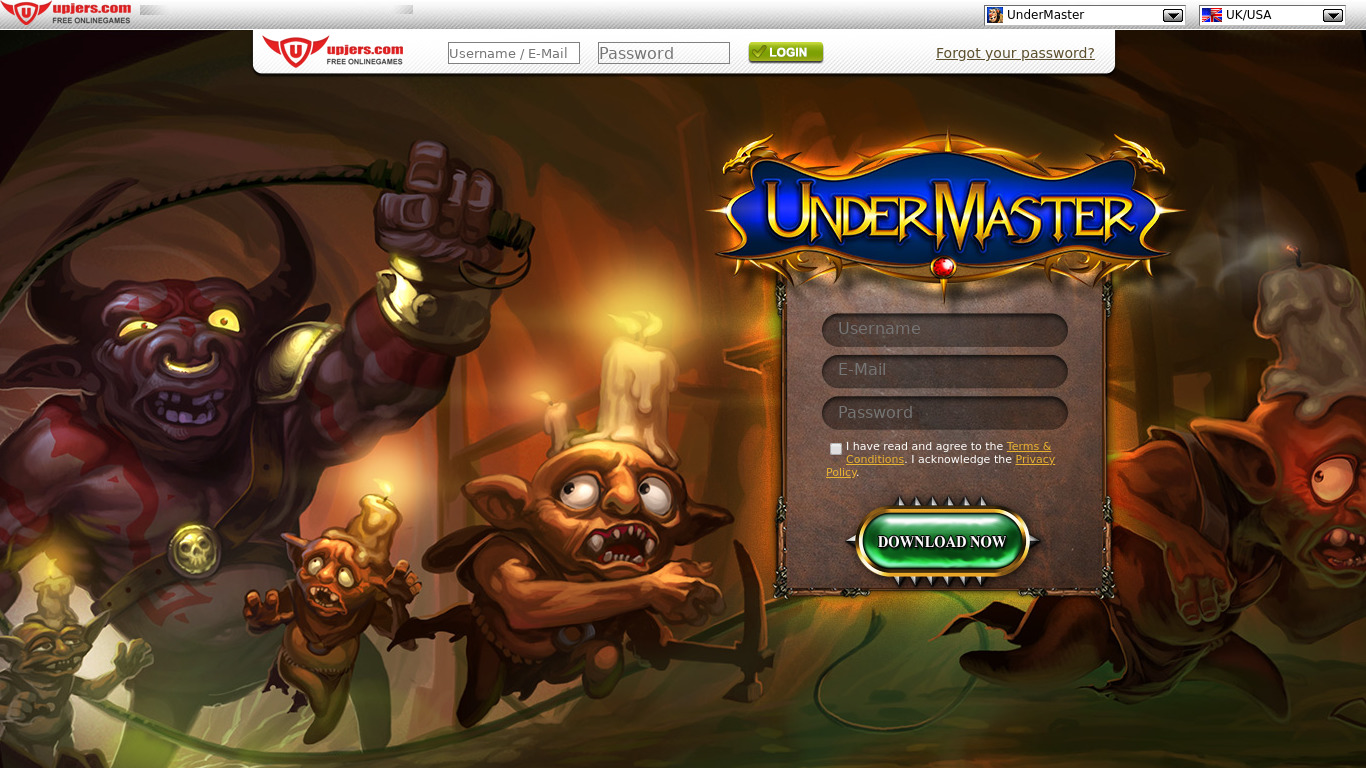 UnderMaster Landing page