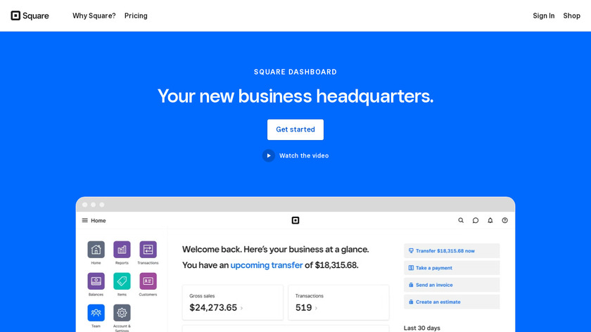 Square Dashboard Landing Page