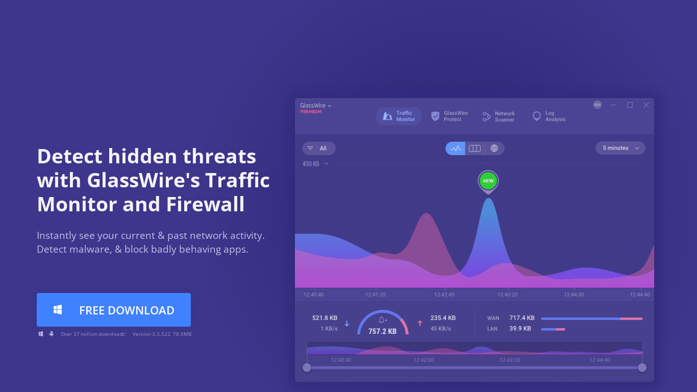 GlassWire Landing page