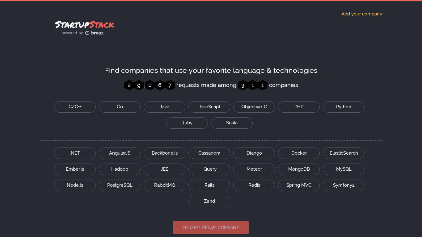 StartupStack Landing page
