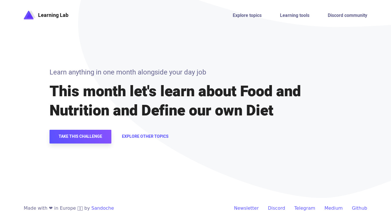 Learning Lab Landing page