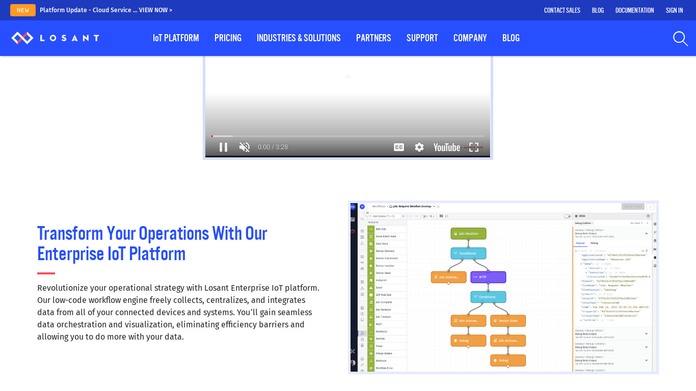 Losant IoT Platform Landing page