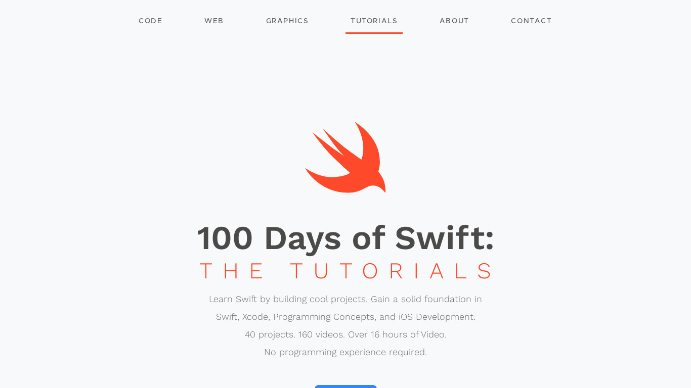 100 Days of Swift Landing page