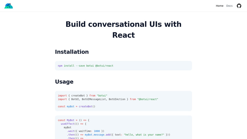 BotUI Landing Page