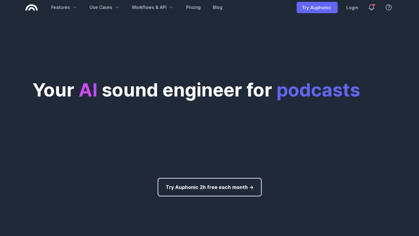 Auphonic Landing page