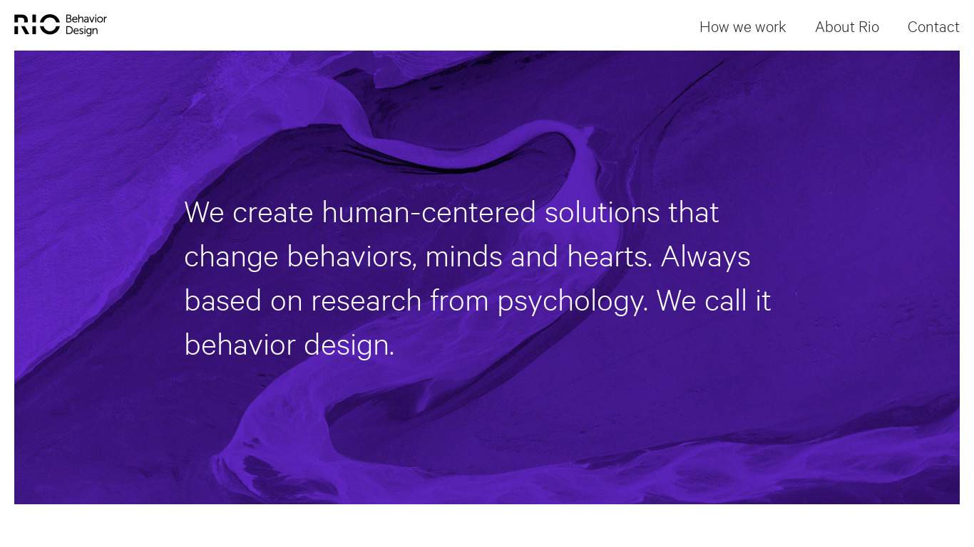 Rio Behavior Design Landing page