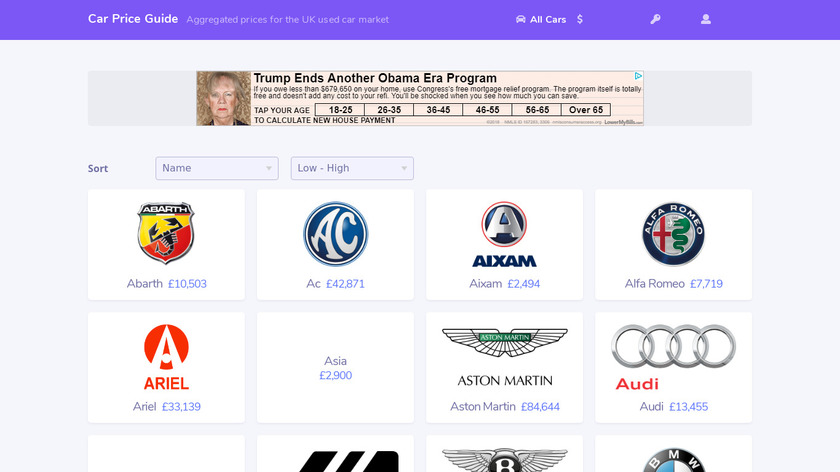 Car Price Guide Landing Page