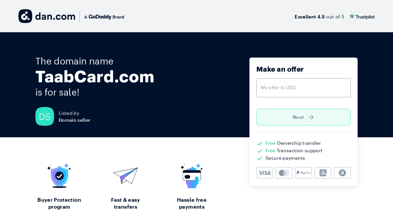 Taab Landing page