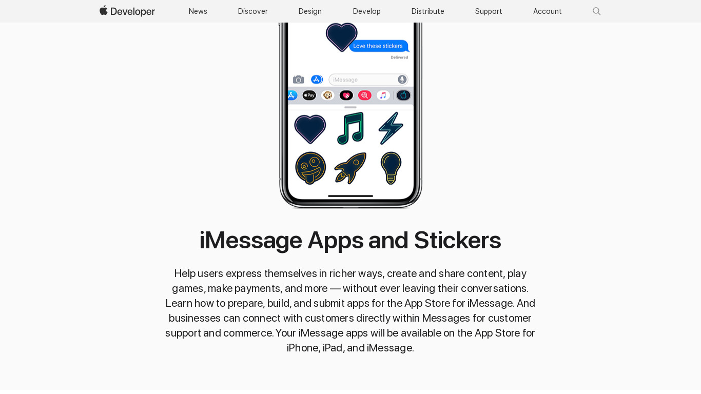iMessages + Apps Landing page