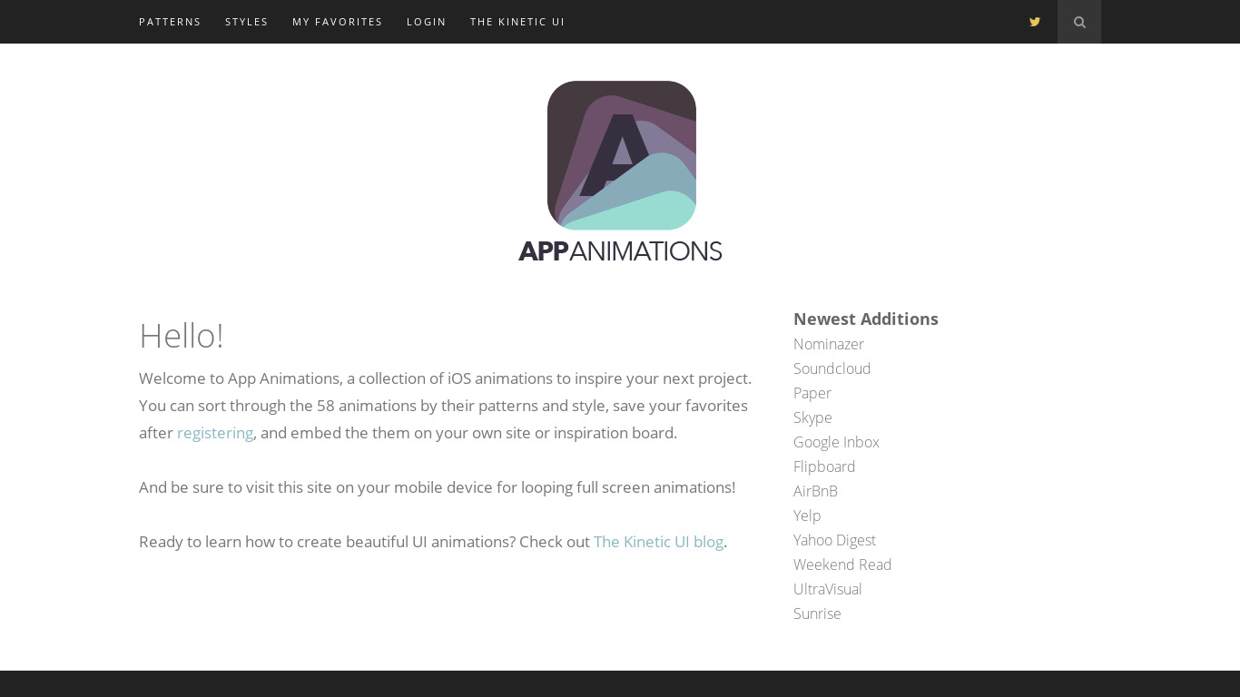 App Animations Landing page