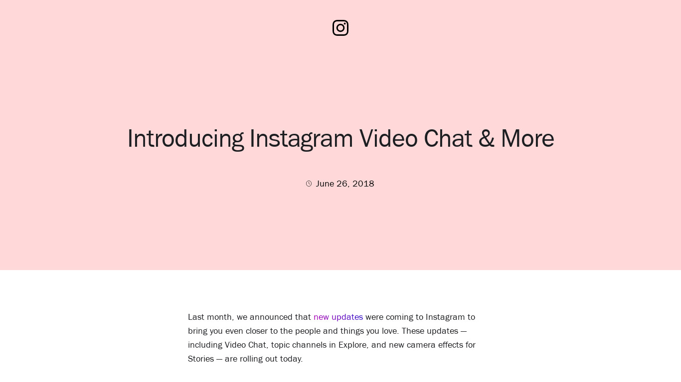 Instagram Direct Video Chat Landing page