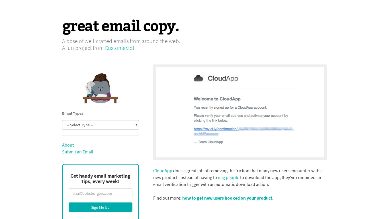 Great Email Copy Landing page