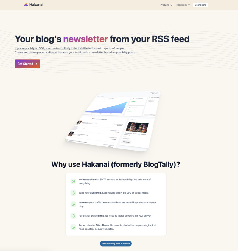 Hakanai Broadcast Landing Page
