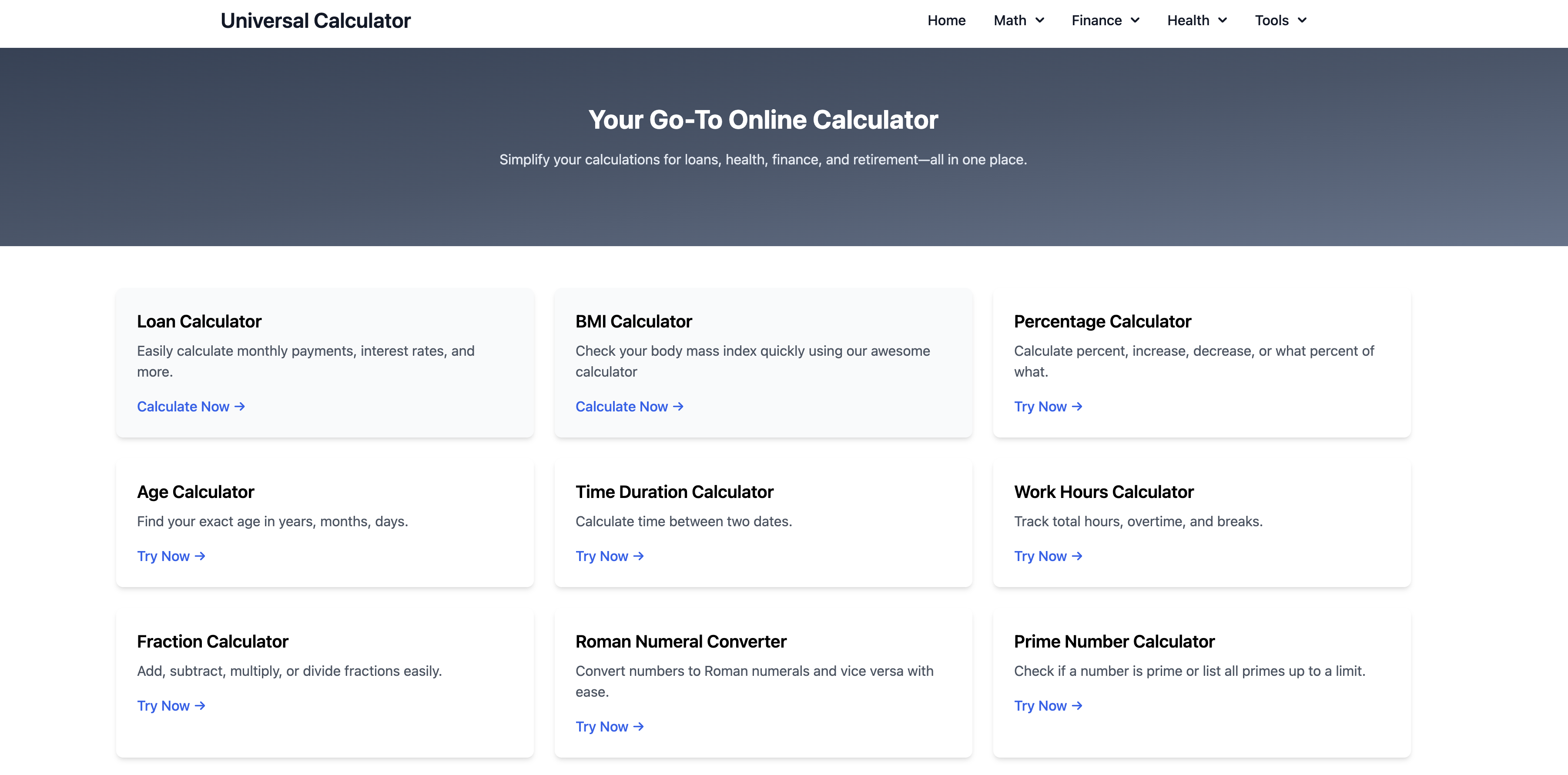 Universal Calculator Universal Calculator Homepage