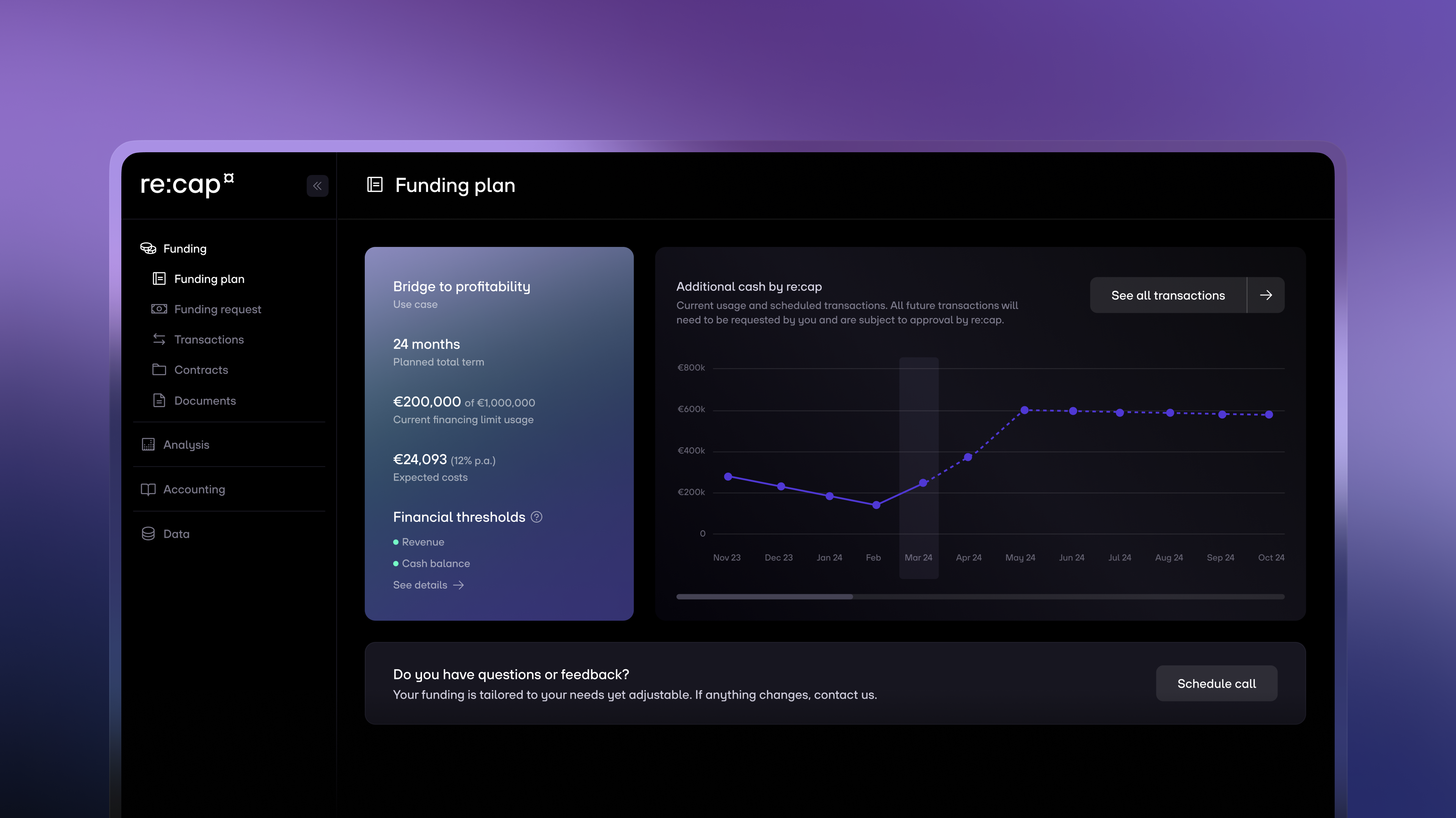 re-cap.com Funding Plan Overview