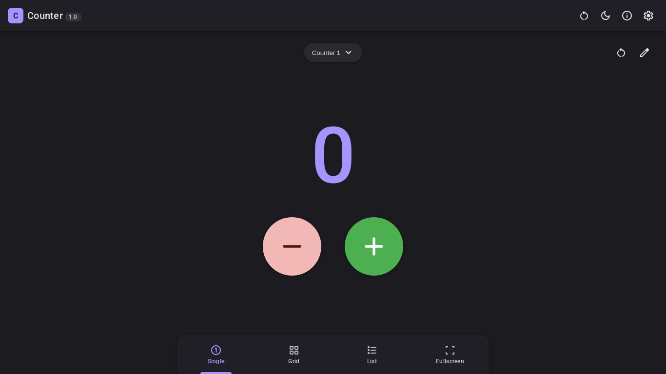 Online Counter App Landing page