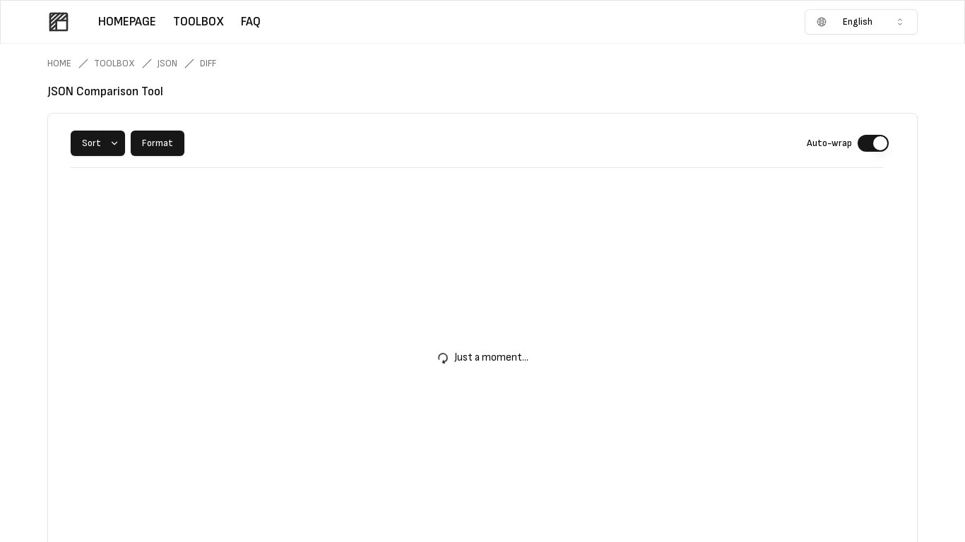 ezjson::Easy-to-use JSON comparison tool Landing page