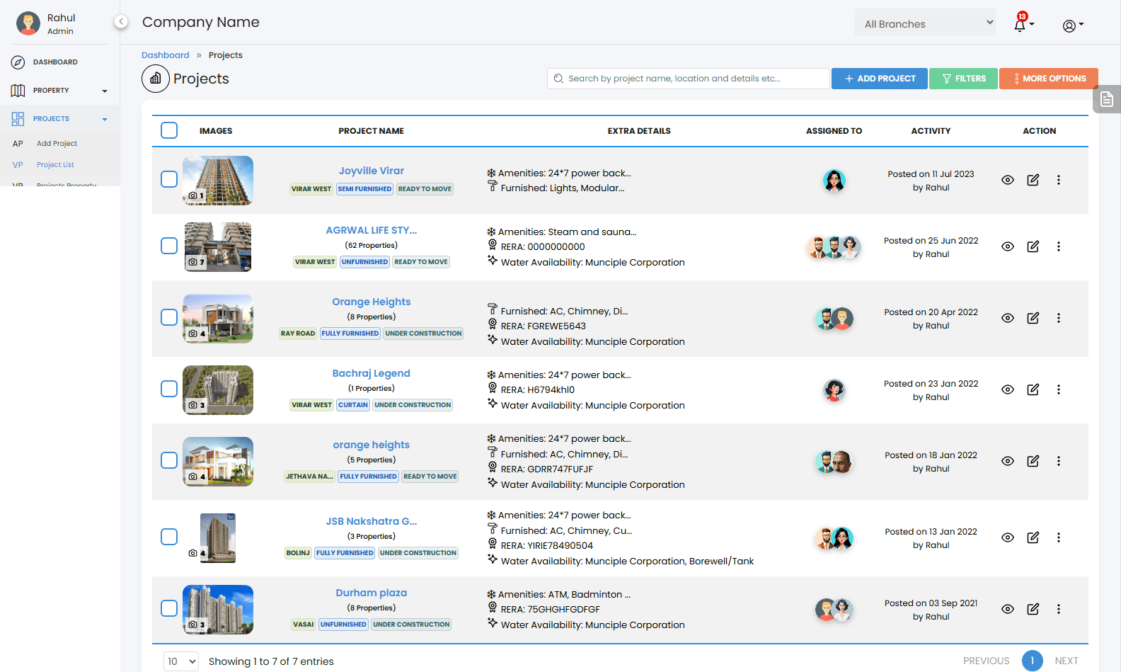 Propjini CRM Project List - PROPJINI Cloud Based Real Estate CRM - [www.propjini.com]