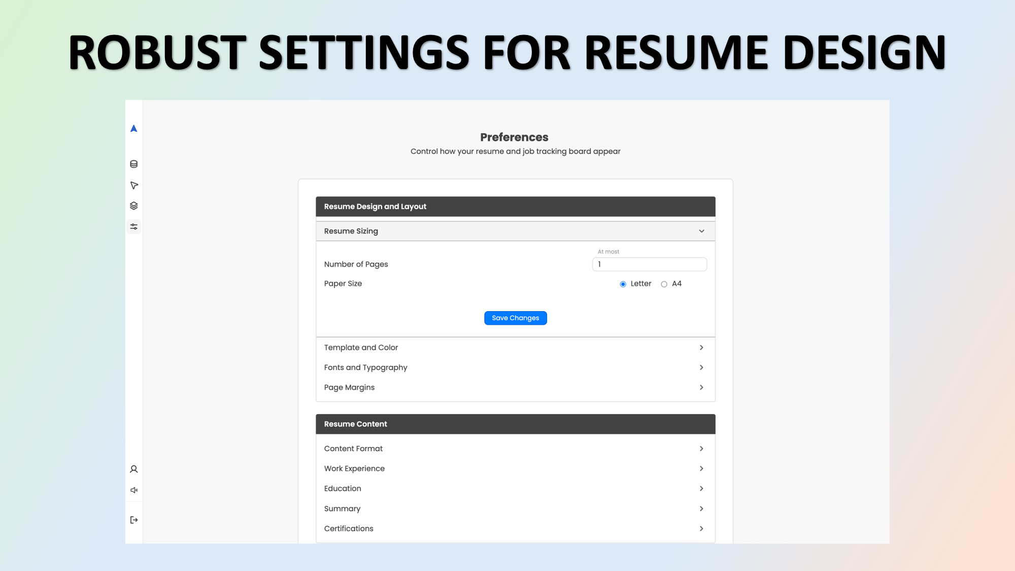 Dartassist Resume Preferences